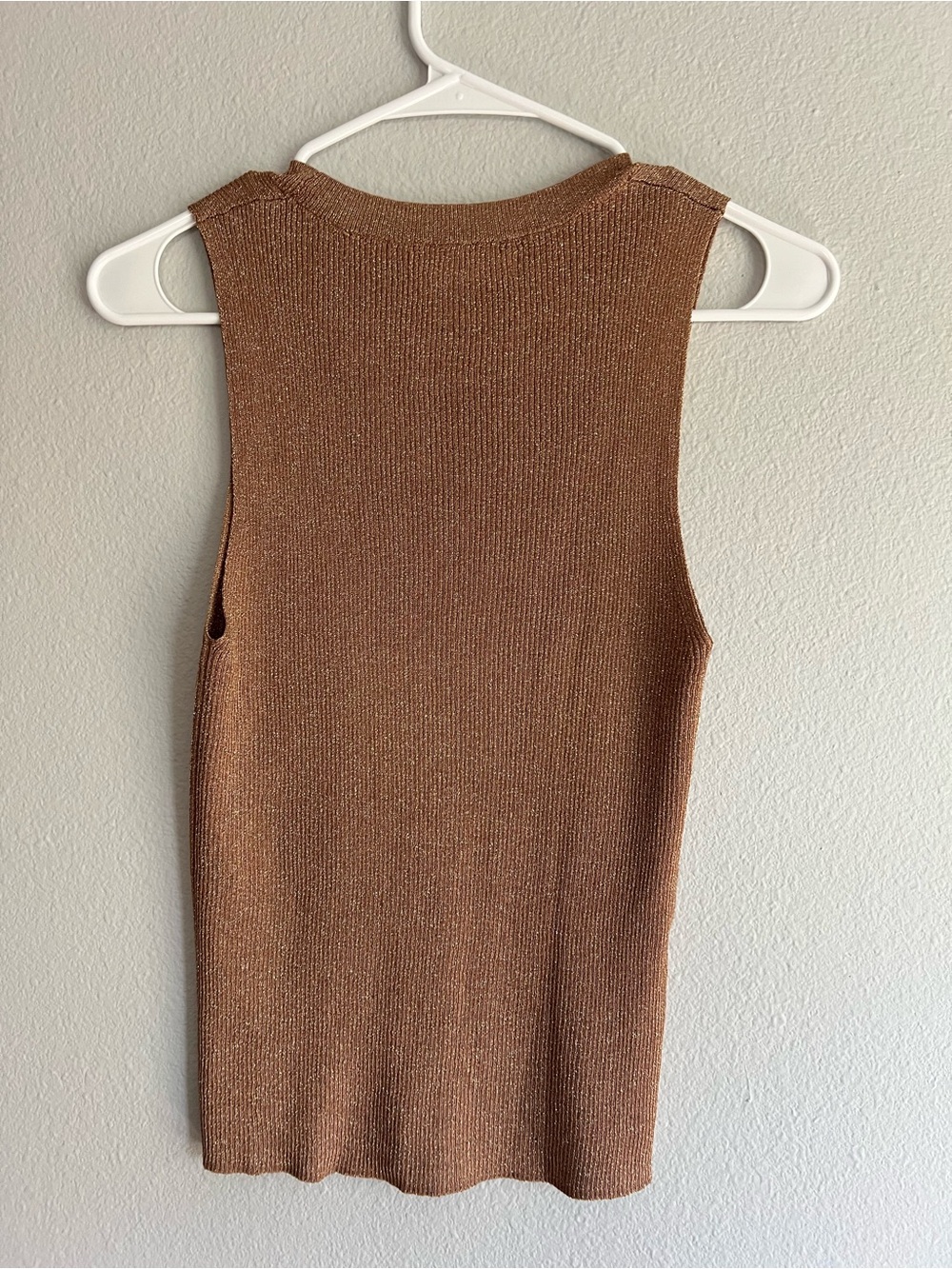Mango Brown Metallic Knit Top, XS - Picture 3 of 3